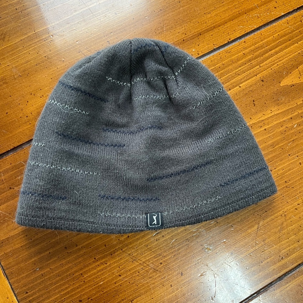 PGA Tour Men's Gray Knit Golf Beanie Hat - One Size - EUC